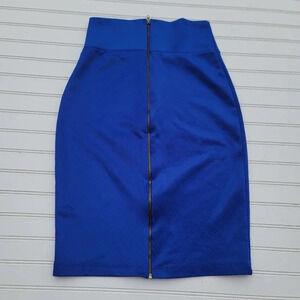 Say Anything Blue Pencil Skirt Size Small Womens Back Full Zip Knee Lenght